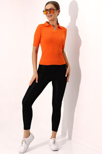 Chemisier en tricot à col polo pour femmes respirant été élégant et confortable T-Shirt à manches courtes élastique Service OEM personnalisé - Product Image 2