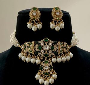 Magnifique ensemble collier et boucles d'oreilles en laiton plaqué or de qualité supérieure avec moissanite, pour mariage, luxe, femme - Product Image 2