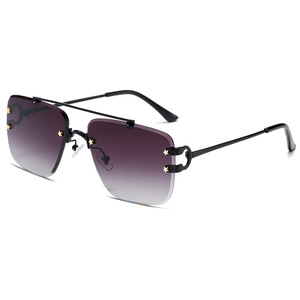Logo personalizzato 2025 moda retrò <span class=keywords><strong>in</strong></span> metallo metallo grande montatura occhiali da sole UV400 quadrati senza montatura occhiali da sole uomo donna - Product Image 3