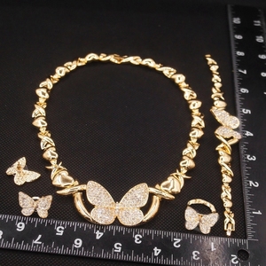 Zhuerrui Hugs and Kisses Luxury Big Butterfly Xoxo Necklace Set <strong>Jewelry</strong> Women <strong>Costume</strong> <strong>Indian</strong> Trendy Gold Filled <strong>Jewelry</strong> SetX0120 - Product Image 4