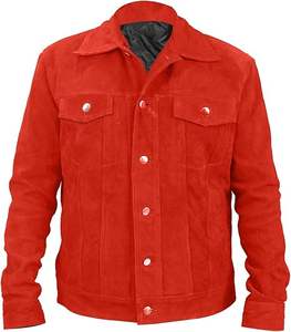 Vestes d'extérieur en daim classiques pour hommes, avec votre propre logo, vestes d'extérieur unisexes, veste en daim rouge 70'S - Product Image 5