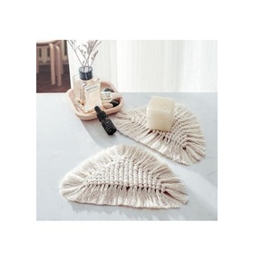 Napperon de qualité industrielle fait à la main napperon décoratif de table Boho napperons en coton et macramé napperons et chemin de table d'Inde - Product Image 6