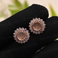 Boucles d'oreilles clous en argent 925 plaqué or rose véritable, faites à la main, avec sertissage de zircon et résine, motif Plumeria, pour cendres commémoratives, bijoux DIY