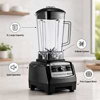 Blender commercial haute vitesse 2L 1400W, blender professionnel robuste pour smoothies et glace pilée