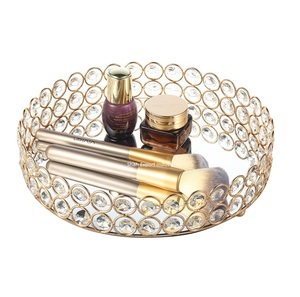 Grossiste Plateau à bijoux en cristal Organisateur de cosmétiques Plateaux décoratifs ronds en miroir Plateau de vanité pour bouteilles de parfum - Product Image 3
