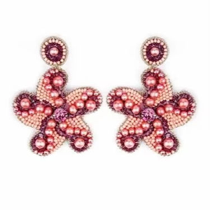 Boucles d'oreilles clous classiques brodées de fleurs multicolores tendance pour femmes – Bijoux fantaisie à la mode en promotion pour les soirées - Product Image 1