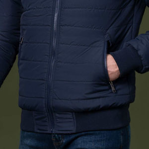 Chaqueta Acolchada Personalizable de Fabricante Directo, Cuello Azul Marino, Manga Larga, Estilo Urbano de Invierno, Ropa para la Nieve, Alta Calidad ODM, Azul Gris - Product Image 3