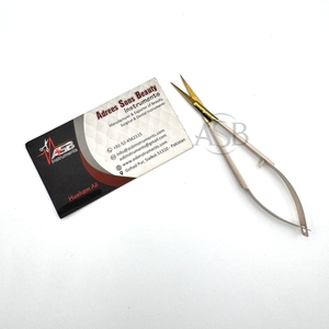 Ciseaux à cuticules de beauté en acier inoxydable or nu Ciseaux à micro ressort droits et incurvés polyvalents avec pointe de lame tranchante - Product Image 6