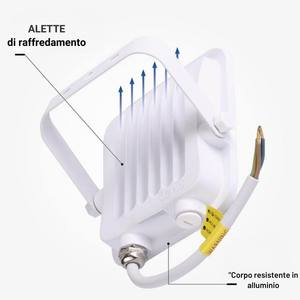 Proiettore a LED Optonica 50W SMD IP65 corpo bianco con cavo da 15 cm e lampada a colori a temperatura bianca 6000K IP65 luci di inondazione - Product Image 4