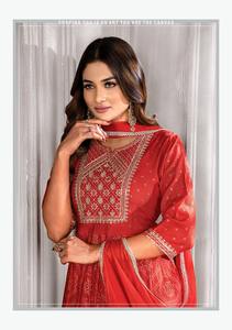 Nouveau motif de broderie de créateur à la mode rayonne Nayra coupe Kurti pantalon Dupatta indien pakistanais vêtements pour femmes prix de gros - Product Image 5