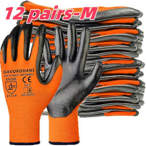 6/12 Pares de Guantes de Trabajo de Poliéster, Guantes de Seguridad y Trabajo para Todas las Actividades al Aire Libre, para Uso en Jardinería - Product Image 2
