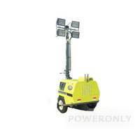 Menara Lampu Trailer Super Senyap untuk Penggunaan Rumah Tangga 4*1000W 5M 20kw Generator Listrik Perkins Portabel Bergerak dengan Roda