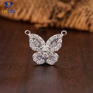 0.769 TDW redondo y Baguette corte diamante colgante de oro blanco por Labstone deslumbrante brillo colgante color/regalo para tu S - Product Image 1