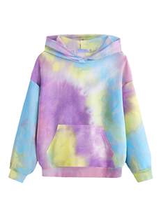 Haute qualité femmes décontracté élégant sweat à capuche court col zippé cravate teinture pull haut longue longueur hiver mode imprimé techniques - Product Image 4