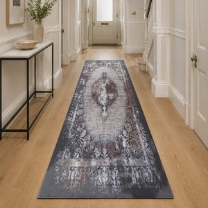 <b>RUGS</b> DEPOT LXDP-0923 Wholesale Charcoal Grey Modern Vintage Digital Printed Machine Washable Chenille Area <b>Rug</b> <b>Non</b> <b>Slip</b> - Product Image 5