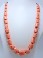 Collier en argent sterling 925 avec perles de corail rose naturel japonais lisses, fermoir pavé de diamants, 16 pouces