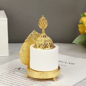 Brûleur d'encens arabe de luxe en métal et céramique parfum de table à dessert de festival Brûleur d'encens en carbone du Moyen-Orient - Product Image 2
