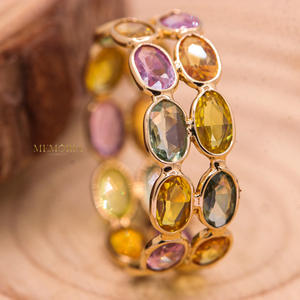 Genuino precioso Multi turmalina piedra preciosa 18K oro amarillo sólido hecho a mano eternidad banda anillos joyería para venta al por mayor - Product Image 2