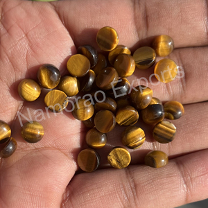 Ojo de Tigre Natural, Cabujón Redondo de 7x7 mm, Todos los Tamaños Disponibles, Parte Posterior Plana, Piedra para Fabricación de Joyas, Gemas Sueltas - Product Image 2
