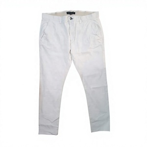 <b>White</b> <b>Men's</b> 100% Cotton Worsted Slim Fit Straight Leg Casual Office <b>Trousers</b> Custom Option Garment Dyed Pleated Front - Product Image 1