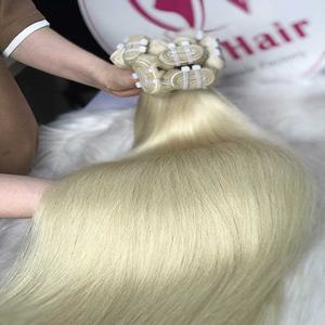 Prix d'usine 100% cuticule non transformée alignée cheveux humains vierges bruts tissage naturel droit 613 couleur blonde - Product Image 3