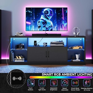 Support <span class=keywords><strong>TV</strong></span> Gaming en Fibre de Carbone avec Éclairage LED, Grand Centre de Divertissement pour Téléviseur 80 Pouces, Console Multimédia – Vente en Gros - Product Image 2