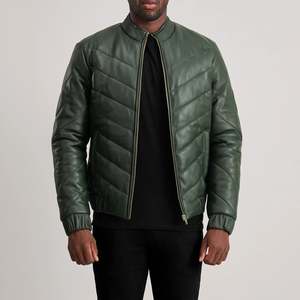 เสื้อแจ็คเก็ตพัฟเฟอร์หนังแกะแท้แบบกลับด้านได้ รุ่น Travis Green Luxury กันน้ำ ซิปปิด ปักลายเทคนิคสุดเท่ สไตล์สตรีทแวร์ สำหรับฤดูหนาว - Product Image 1