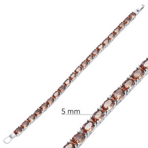 Pulsera de tenis de plata esterlina 925 turca hecha a mano al por mayor diseño de piedra sultanita de corte ovalado - Product Image 2