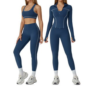 ชุดโยคะแบบซิปสีรัดรูปชุดฟิตเนสโยคะชุดเล่นกีฬาวิ่งลำลอง - Product Image 2