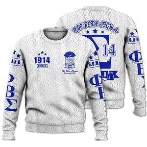 Phi Beta Sigma 1914 Fraternity Knit Sweater <b>Acrylic</b> Chenille Greek Letters Blue White Sigma Sweater Premium Apparel - Product Image 1
