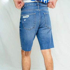 Short en jean vieilli pour hommes OEM Pakistan Fabricant Fournisseurs de gros Short en jean bleu déchiré sur mesure respectueux de l'environnement - Product Image 6