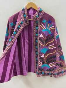 Veste en velours violet Suzani, broderie traditionnelle, manteau artisanal bohème, veste d'hiver matelassée, veste vintage tendance - Product Image 2