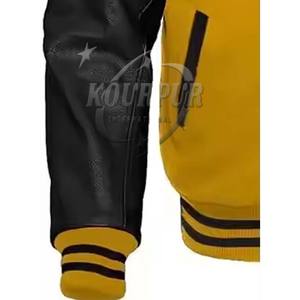 Haute qualité personnalisé équipe Letterman hiver Bomber veste hommes mode cuir veste coton remplissage bouton grande taille imprimer 2025 - Product Image 3