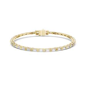 Pulsera de tenis con diamantes de laboratorio de 3.7 CT, corte baguette, en oro de 10, 14 y 18 quilates y plata 925. Opciones en oro rosa, amarillo y blanco. Lujo. - Product Image 1