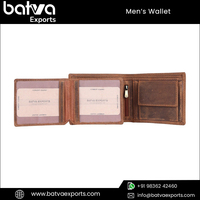 Dompet kulit pemburu desain Vintage unik pria, dompet kulit pemburu desain Vintage terlaris, pola jahit pelindung RFID pendek untuk pembeli Global