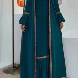 Vestido de Gala Musulmán Modesto de Dubái para Mujer, Abaya Eid con Apliques de Encaje, Perlas, Lentejuelas Árabes, Transpirable, Ecológico, de Seda de Leche, Caftán Largo - Product Image 6