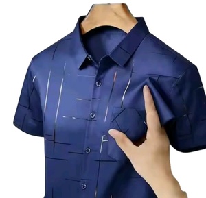Camiseta de Verano para Hombre, Manga Corta, a Cuadros, Informal, Camiseta Polo Delgada de Color Sólido para Hombre - Product Image 3