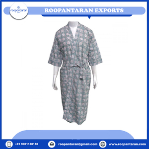 Kimono ethnique imprimé floral en coton indien Robe pour femmes Spaghetti Strap Long Night Sleep Wear Dress Sale for Summer - Product Image 2