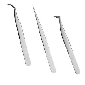 Pince à cils Extension de cils Pince à épiler Volume russe Pointe en fibre de 11.5cm Acier inoxydable L Pince à épiler coudée Individuelle - Product Image 3