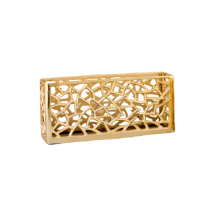 ถาดเสิร์ฟโลหะชุบทองทรงสี่เหลี่ยมผืนผ้าพร้อมที่จับและขอบลายนูนสำหรับอุปกรณ์สลัดในบ้านร้านอาหารโรงแรม - Product Image 6