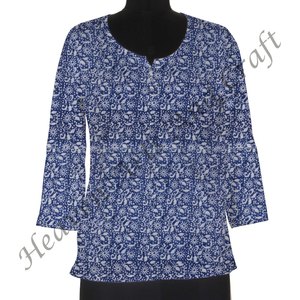 Dernier haut décontracté imprimé floral à la main pour les filles de bureau porter des robes en coton pur au prix d'usine vêtements - Product Image 4