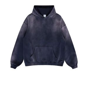 Sudadera con Capucha Balaclava para Adolescentes y Hombres, 100% Algodón, Estilo Desgastado por el Sol, Otoño, Talla Grande, Capucha Doble con Cremallera, Hombros Caídos, Estampado Largo - Product Image 6