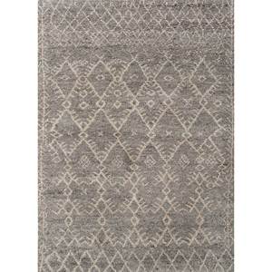 Alfombra de Lana Anudada a Mano Zuri, Gris y Negra, Geométrica, Abstracta, Estilo Boho, Rectangular, para Sala de Estar, Pasillo, Modelo SKWL-605 - Product Image 1