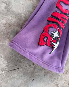Purple Pullover Hoodie and Sweatpants Set UNWANTED NOVICE Bomb Graphic Embroidered Fleece <b>Tracksuit</b> Y2K Streetwear - Product Image 3