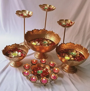 โรงงานอุปกรณ์การออกแบบล่าสุดตกแต่งตารางทองเหลือง Urli ชามที่กําหนดเองงานแต่งงานตกแต่งแฟนซีสีเต็มรูปแบบ - Product Image 3