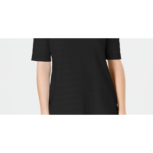 Maglietta da Donna Charter Club in Cotone Traspirante con Maniche a Righe Texturizzate, Nera, Taglia Piccola - Product Image 3