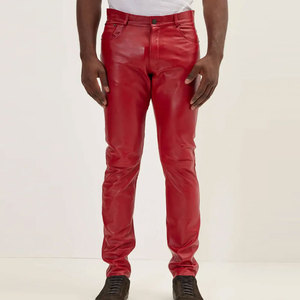 Chic Wear nouvelle mode hommes pantalons en cuir véritable couleur unie tenue à la mode hommes pantalons en cuir véritable - Product Image 1