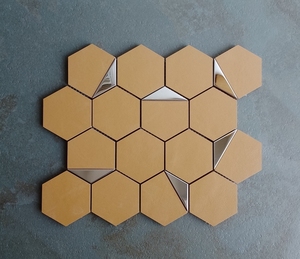 Azulejo de mosaico de cerámica PVD plateado hexagonal de lujo de 73mm, mate brillante de maíz Cro para pared Interior, Villa, sala de estar, diseño gráfico - Product Image 1