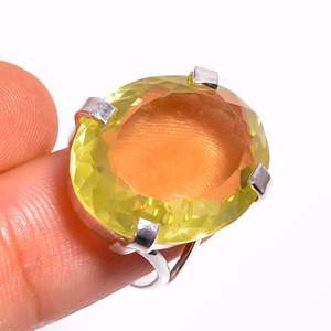 Anillo clásico de Plata de Ley 925 con elegante piedra preciosa de citrino de corte ovalado para boda, compromiso, regalo de aniversario o fiesta - Product Image 3