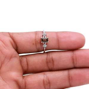 925 Solid Sterling <b>Silver</b> Wedding <b>Rings</b> Natural Tourmaline Gemstone Emerald Cut Ethnic Semiprecious Fine Jewelry for Women <b>Men</b> - Product Image 3